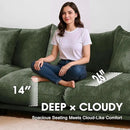 Modern Minimalist Chenille Modular Sectional Sofa, Oversized Deep-Seat U-Shaped Couch with Movable Ottoman, Thick Cushions, Upholstered Sofa for Living Room, Bedroom, Office, Apartment Green 2 Ottoman by CozyNest Decor