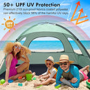 WhiteFang Beach Tent Anti-UV Portable Sun Shade Shelter for 3/4/6/8 Person, Extendable Floor with 3 Ventilating Mesh Windows Plus Carrying Bag, Stakes and Guy Lines by TinyTreasures Baby Boutique