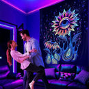 ADDWel Blacklight Sunflower Tapestry, Hippie Eye Tapestry Glow In The Dark, UV Reactive Black Light Upright Posters Wall Hanging for Bedroom Dorm Living Room Backdrop Decor by CozyNest Decor