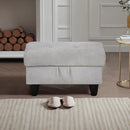 Ottoman Rectangular Storage Ottoman Bench, Flannel Footrest Stool Footstool with Lid for Living Room, Bedroom, Entryway, Khaki, 28.5"x19"x17.5" by CozyNest Decor