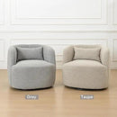 KINWELL 34" Wide Sherpa Swivel Barrel Chair, No Assembly Round Boucle Upholstered Accent Chair Armchair Single Sofa Chair with Toss Pillow for Living Room and Bedroom, Gray by CozyNest Decor