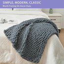 Bigacogo Chunky Knit Throw Blanket for Couch, 40x40 inches, 100% Hand Knitted with Thick Jumbo Chenille Yarn, Cozy Soft Large Rope Knot Cable Crochet Blankets for Sofa Bed Living Room, Iron Gray by CozyNest Decor
