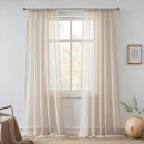 FMFUNCTEX Linen Sheer Curtains for Bedroom, Taupe Curtains 84 inches Long for Living Room, Brown Farmhouse French Flax Blend Window Draperies, Rod Pocket 2 Panels Set by CozyNest Decor