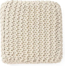 REDEARTH · Cube Low Pouf Foot Stool Ottoman - Hand Knitted Poof - Cord Boho Pouffe - Home Décor - Stuffed Footrest for Living Room - Nursery - Bedroom - Covered Patio - Room (16" x 16" x 8") - Ivory by CozyNest Decor