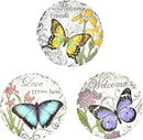 Sungmor 3PC Pretty Garden Stepping Stones, 9.8" Large Concrete Decorative Stones with Beautiful Pattern, Unique Outdoor Lawn Accents, Yard Walkway Flower Bed Wall Shelf Welcome Friends Decorations by CozyNest Decor