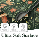 Moynesa Boho Bird Washable Rug, 3x5 Ultra-Thin Dark Green Kitchen Rugs Non-Slip, Stain Resistant, Low Pile, Indoor Small Living Room Throw Carpet for Entryway Bathroom Office Bedroom by TinyTreasures Baby Boutique