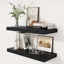 Fun Memories Black Floating Shelves 30" W x 12" D, 12 Inch Deep Floating Shelf for Books, Bathroom, Living Room, Rustic Wood Wall Shelves, 2 Inch Thicked Storage Shelf for Home Storage, Set of 2 by CozyNest Decor