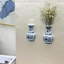 Set of Two Blue and White Porcelain Wall Vases for Flowers – Handmade Chinoiserie Ceramic Wall Mounted Flower Vase, Decorative Hanging Vases for Living Room, Bookshelf & Indoor Décor by CozyNest Decor