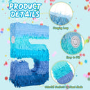 Sratte Number 1 2 3 4 5 6 7 8 9 Piñata with Stick Blindfold Confetti, Gradient Blue Piñata for Kids Boys Girls Birthday Party Anniversary Decorations Supplies(Number 5) by TinyTreasures Baby Boutique