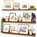 Picture Ledge Wall Shelves 48 Inches Width Set of 3, Solid Pine Wood Rustic Floating Ledge for Kids' Room Bedroom Kitchen Bathroom, Long Floating Shelves for Wall Decor, Walnut by TinyTreasures Baby Boutique