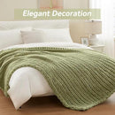 Chunky Knit Throw Blanket, 30''*40'' Knitted Throw Chenille Yarn for Bed Couch, Handmade Light Green Crochet Big Thick Blanket, Machine Washable Cute Comfy Blanket for Home Decor by CozyNest Decor