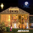 JMEXSUSS 900 LED Outdoor Christmas Curtain Lights, 9.5x29.5ft Christmas Lights Plug in with Remote, Twinkle Hanging String Light for Bedroom Wall Wedding Backdrop Window Gazebo Decor, Warm White by CozyNest Decor