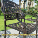 Outdoor Dining Chair Cast Aluminum Patio Chairs Set of 2 All-Weather Patio Dining Chair with Adjustable Feet for Backyard Garden (Slanted Grid Round Chair)