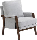 Modern Accent Chair for Living Room Mid Century Arm Chair Upholstered Bedroom Chair Comfy Lounge Chair with Solid Wood Frame, White by CozyNest Decor
