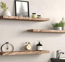 Wood Floating Shelves for Wall Decor, Rustic Wall Shelves for Bedroom Bathroom Kitchen Living Room, Set of 6 Light Walnut by CozyNest Decor