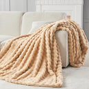 NEWCOSPLAY Faux Fur Twin Blanket Brown Bubble Blanket Thick Warm Soft for Couch Sofa Bed 550GSM (Brown, Twin(60"x80")) by CozyNest Decor
