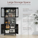 75" Tall Kitchen Pantry Cabinet, Metal Storage Cabinets with Acrylic Doors and Adjustable Shelves, Hutch Cabinet with Storage, Black Microwave Stand Cabinets for Dining Living Room by CozyNest Decor