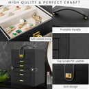 AKOZLIN Jewelry Box Organizer Functional Leather Jewelry Storage Case for Women Girls Ring Necklace Earring Bracelet Holder Organizer with Mirror Black by TinyTreasures Baby Boutique
