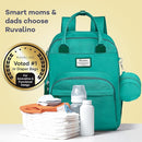 RUVALINO Diaper Bag Backpack-Multifunction Baby Travel Bag with Changing Pad, Insulated Bottle Holders & Pacifier Case, Large Capacity, Waterproof, Turquoise by TinyTreasures Baby Boutique