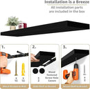 Sorbus Floating Shelves for Wall - 35 Inch Long Bathroom Shelves, Wall Decor for Bedroom, Kitchen, Living Room & Book Storage - Mounted Floating Shelf with Invisible Brackets (Black, 2 Pack) by CozyNest Decor