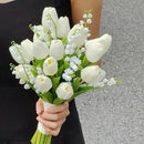20pcs White Artificial Tulip Fake Flower 12.9 Inch Spring Mother's Day Easter Gift for Home Kitchen Wedding Decoration by CozyNest Decor