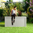 150 Gallon Deck Box,Resin Outdoor Storage Box with Lockable for Patio Furniture, Pool Accessories, Garden Tools Waterproof Outside Storage Box, Grey by CozyNest Decor