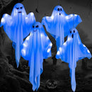 4 Pack Halloween Hanging Ghost Decorations, 27.5" Light Up Spooky Floating Ghosts with LED Glow, Waterproof Outdoor & Indoor Haunted House, Porch, Yard, Garden Party Decor by CozyNest Decor