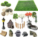 Cayway 26 PCS Outdoor Fairy Garden Miniatures Mini Zen Garden Accessories, Artificial Garden Grass, Model Trees, Terrarium Ornaments, Dollhouse Supplies, Bonsai Decorative Craft Tools Kit by GreenHaven Gardens
