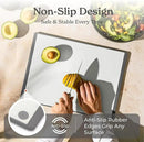 SMIRLY Plastic Cutting Board Set 3 Pieces, Non-Slip Dishwasher Safe Chopping Boards for Kitchen, Grey & White by CozyNest Decor