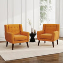 UIXE Accent Chair, Modern Upholstered Armchair in Fabric for Living Room, Comfy Club Arm Chairs Single Sofa Button Tufted Bedroom Reading Seat - Orange, Set of 4 by CozyNest Decor