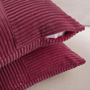 Fancy Homi 2 Packs Burgundy Euro Decorative Throw Pillow Covers 26x26 Inch for Living Room Bed, Rustic Farmhouse Boho Home Decor, Soft Corss Corduroy Patchwork Textured Square Cushion Case 66x66 cm by CozyNest Decor