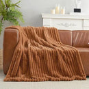 Amélie Home Faux Fur Throw Blanket for Couch, Cozy Fuzzy Fluffy Fur Luxurious Soft Striped Plush Gift Blankets for Family Sofa Chair Bed Living Room Bedroom, 55"x70", Brown by CozyNest Decor