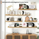 Fun Memories Picture Ledge Shelves Set of 2, 55 Inch Rustic Wall Mounted Floating Shelves with Lip for Home Storage and Décor in Bathroom, Kitchen, Nursery, Bedroom, Living Room, Oak by CozyNest Decor
