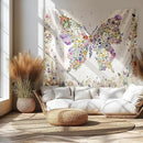 Damanse Butterfly Tapestry Wall Hanging Cute,Boho Wall Tapestry for Bedroom Aesthetic,Flower Living Room Decor for Teen Girls (White, 49.20" x 59.10") by CozyNest Decor