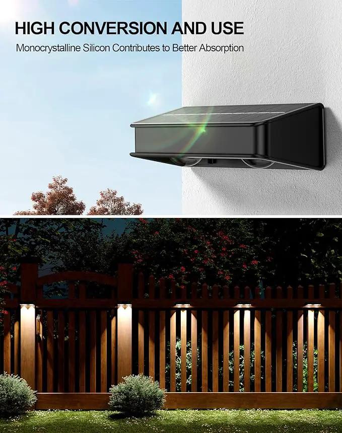 Solar Fence Lights 10 Pack, 9 Color Modes Outdoor Bulb Waterproof Led IP65, Solar Outdoor Lights for Backyard/Railing/Step/Wall/Patio/Yard (Black), photo 4 of 8