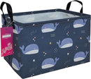 Rectangular Storage Basket Fabric Organizer Bin for Toys,Books,Clothes,Gifts,Pets-Perfect for Home,Office,Nursery,Dorm,Shelf(Rec-Blue Whale ) by TinyTreasures Baby Boutique