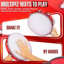 Flexzion Wooden Round Tambourine for Kids and Adults 6" Inch Single Row 8 Pair Jingles, Red Handheld Percussion Instrument for Beginner and Professional Tambourine Player by TinyTreasures Baby Boutique