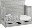 Delta Children Simmons Kids Caden 6-in-1 Convertible Crib with Trundle Drawer, Greenguard Gold Certified, Rustic Mist by TinyTreasures Baby Boutique