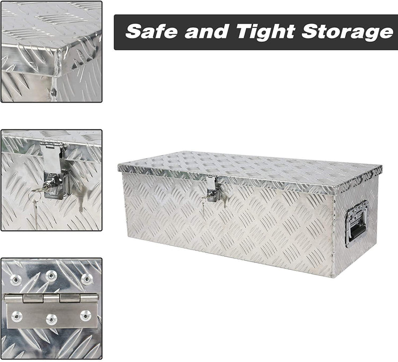 30" x 13.8" x 9.6" Aluminum Truck Tool Box Trailer RV Underbody Storage Toolbox w/ Lock & Keys