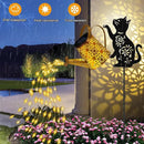 Solar Lights Outdoor Decorative, Watering Can with Cascading Lights, with Cat Silhouette Garden Stakes, Waterproof Metal Garden Decor for Yard Art, Outside, Patio, Lawn Ornaments by CozyNest Decor