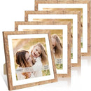 12x12 Picture Frame Set of 4, 12 x 12 Wood Photo Frames with Mat for 10x10 or 30x30cm Diamond Painting Art, Wooden Frame with Real Glass Cover for Wall and Tabletop Display,Brown by CozyNest Decor