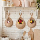 AARAINBOW Boho Wall Hanging Baskets for Kitchen Storage, Fruit Woven Wall Basket 9 Pcs, Hanging Vegetable and Onion Storage with 24 Hooks （Brown） by CozyNest Decor
