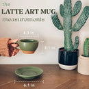 Mora Ceramic Latte Art Mug With Saucer - 10.5 oz, Round Bottom For Perfect Pours - Cafe Cups for Cappuccino, Espresso, Coffee, Tea etc - Porcelain Set for Baristas, Great Gift - Moss Green by CozyNest Decor