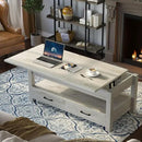 Rolanstar Coffee Table, Lift Top Coffee Table with Drawers and Hidden Compartment, Living Room Table with Wooden Lift Tabletop, for Living Room, Grey by CozyNest Decor