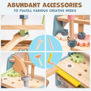 ROBUD Mini Wooden Play Tool Workbench Set for Kids Toddlers - Montessori Toys for 3 4 5 Years Old Boys Girls by TinyTreasures Baby Boutique
