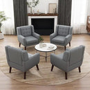 UIXE Accent Chair, Modern Upholstered Armchair in Fabric for Living Room, Comfy Club Arm Chairs Single Sofa Button Tufted Bedroom Reading Seat - Gray, Set of 4 by CozyNest Decor