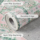 DCX Washable 8x10 Area Rug, Soft Machine Washable Non Slip with Rubber Backing Vintage Rug, Kid & Pet Friendly Living Room Area Rugs 8x10, Foldable Rugs for Bedroom Dining Room Office-Pink & Green by CozyNest Decor