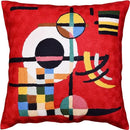 Modern Throw Pillow Cover - Kandinsky Inspired Abstract Pattern - Red - 18" x 18" - Hand Embroidered Wool - Living Room, Office, Bedroom, Outdoor by CozyNest Decor