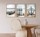 3Pcs Nautical Beach Wall Art Sailboat Paddle and Anchor Paintings Pictures Wall Decor Nautical Coastal Posters Prints Artwork for Living Room Bedroom Home Office Corridor Home Decroation Unframed by CozyNest Decor