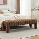 63" Bedroom Bench, Upholstered Entryway Bench, Modern End of Bed Ottoman with Solid Wood Legs and Adjustable Foot Pegs for Entryway, Dining Room and Living Room (Brown Boucle) by CozyNest Decor